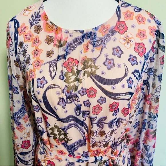 LOFT Floral Puff Sleeve Mini Flare Dress size 12 - Picture 7 of 11